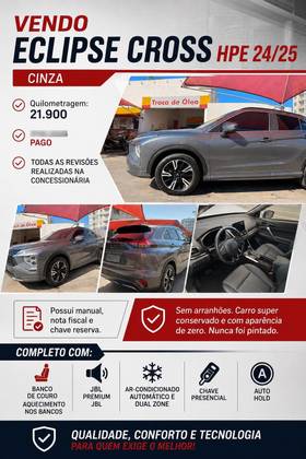 MITSUBISHI ECLIPSE CROSS 1.5 MIVEC TURBO GASOLINA HPE-S CVT MITSUBISHI ECLIPSE CROSS 1.5 MIVEC TURBO GASOLINA HPE-S CVT